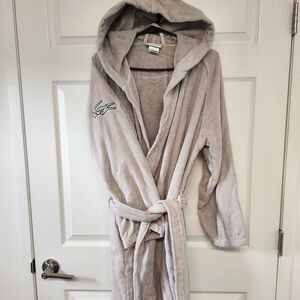Lacoste Hooded Terry Robe in Light Gray